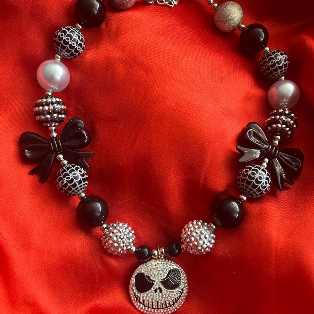 Nightmare before Christmas Chunky Bead Necklace- Jack Skellington